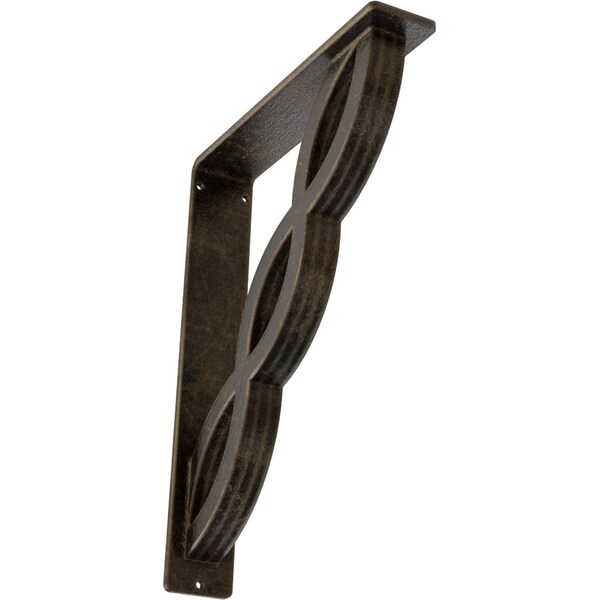 Ekena Millwork Loera Wrought Iron Bracket, (Triple center brace), Antiqued Pale Gold 2"W x 10"D x 12"H BKTM02X10X12TLOAPG - main